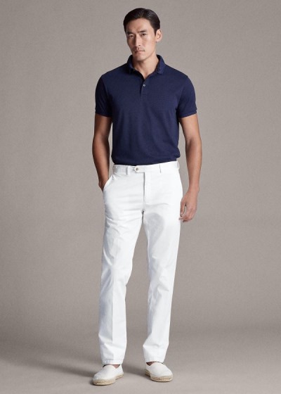 Pantalones Chinos Ralph Lauren Hombre Blancos - Slim Fit Stretch - OESDP0691